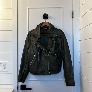 Three Bird Nest Olive Green Vegan Leather Moto Jacket